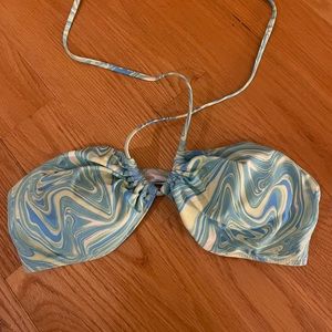 Blue Cross Strap Bikini Top